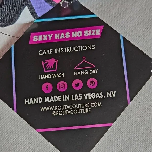 Rolita Couture Bold Colorful Neon Stained Glass Print Festival Buckle Crop Top - Picture 8 of 14